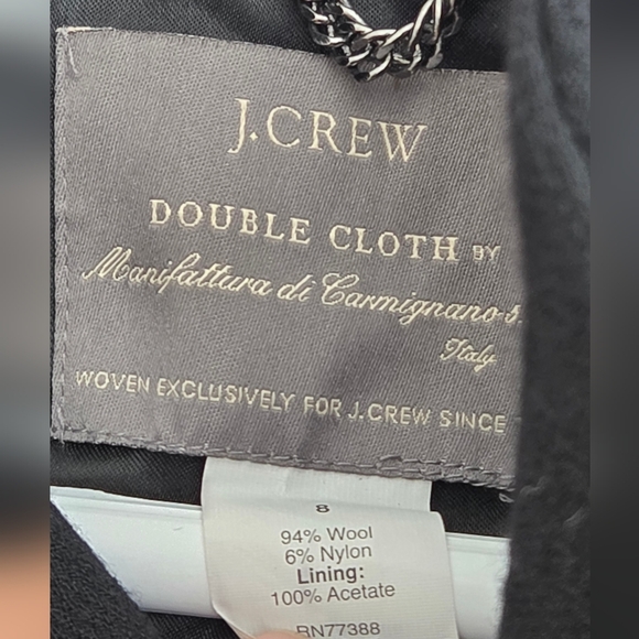 J. Crew Double Cloth by Manifaturra Italy Wool Envelope Black Coat Size 8 - Picture 3 of 16